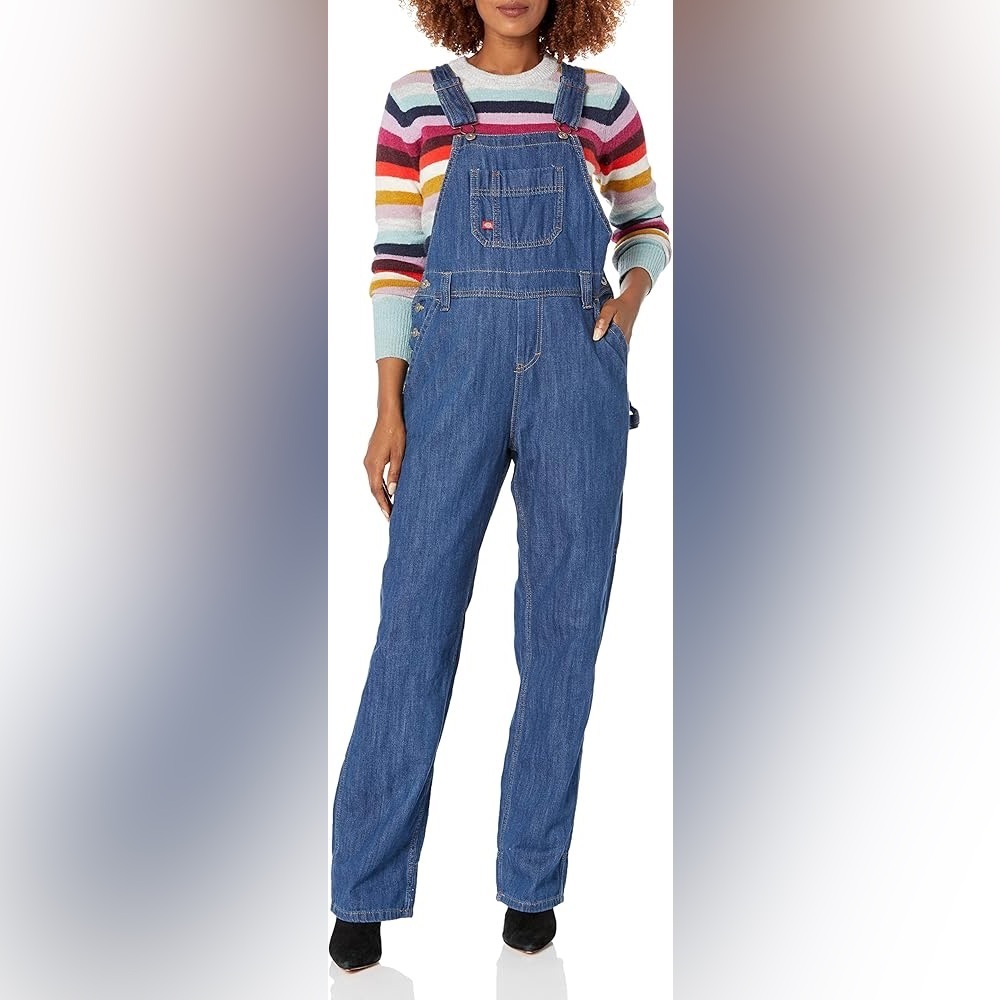 Dickies Custom Women's Blue Denim Straight Leg Overalls Size Small NWT
